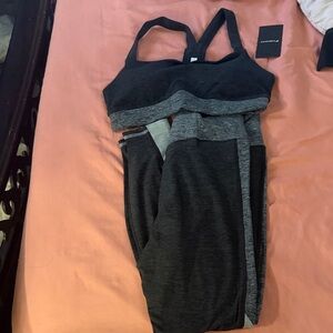Fabletics Charcoal and Light Gray Athletic Leggings two piece brand new